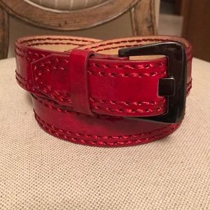 Bright Red patent leather belt